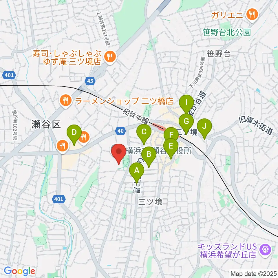 横浜市瀬谷公会堂周辺のカフェ一覧地図