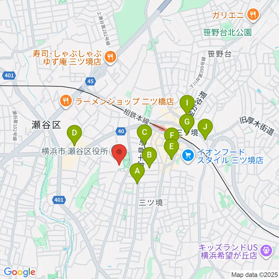 横浜市瀬谷公会堂周辺のカフェ一覧地図