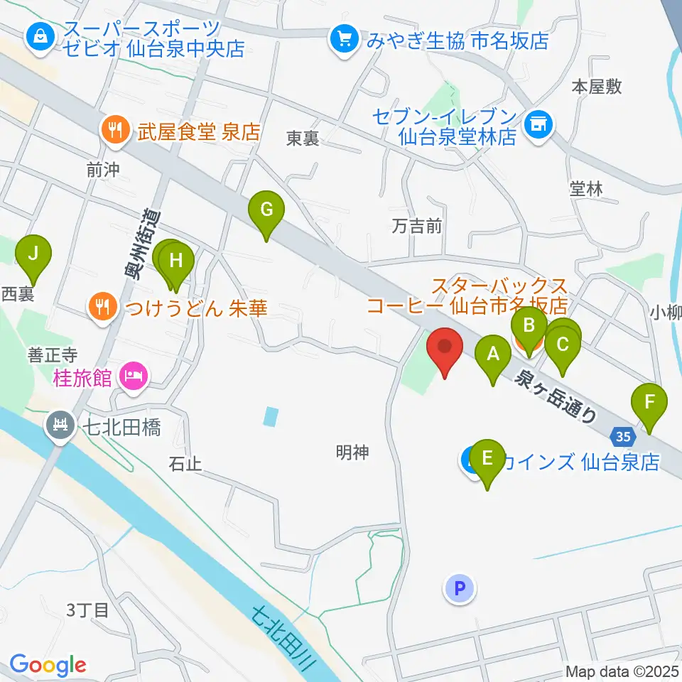 MIFA Football Park 仙台周辺のカフェ一覧地図