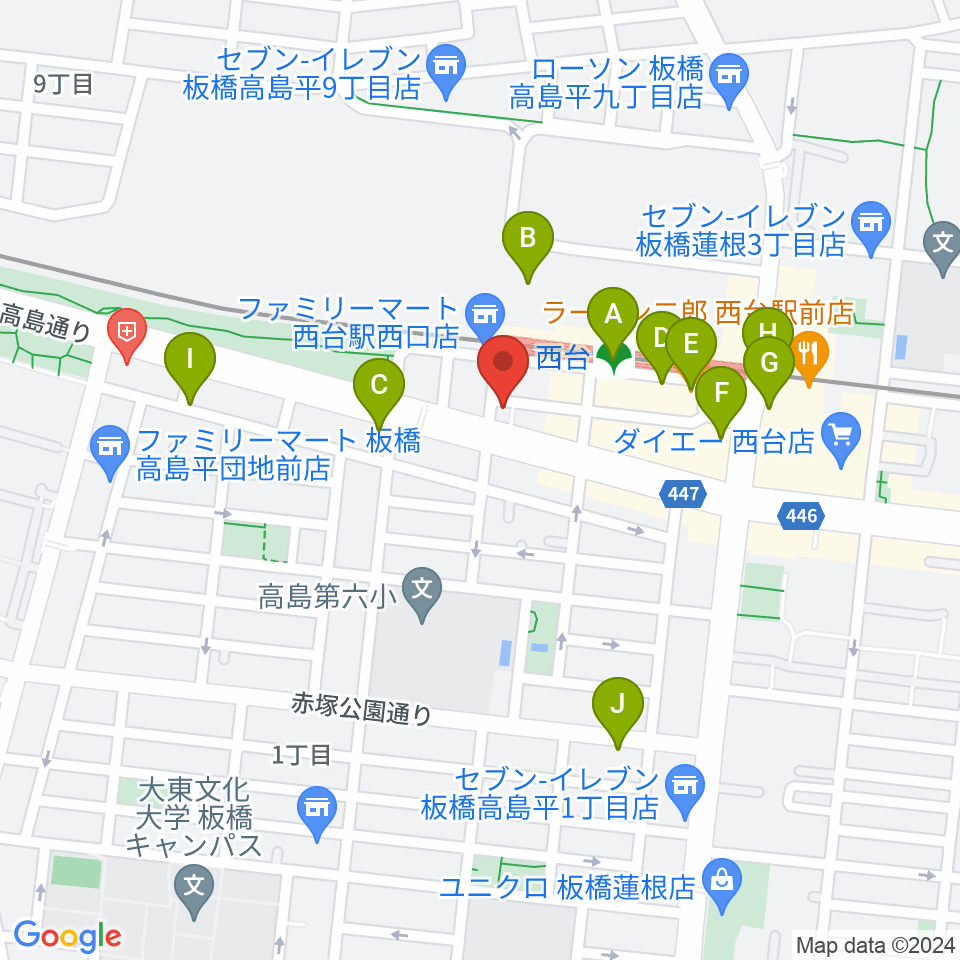 音教学院周辺のカフェ一覧地図