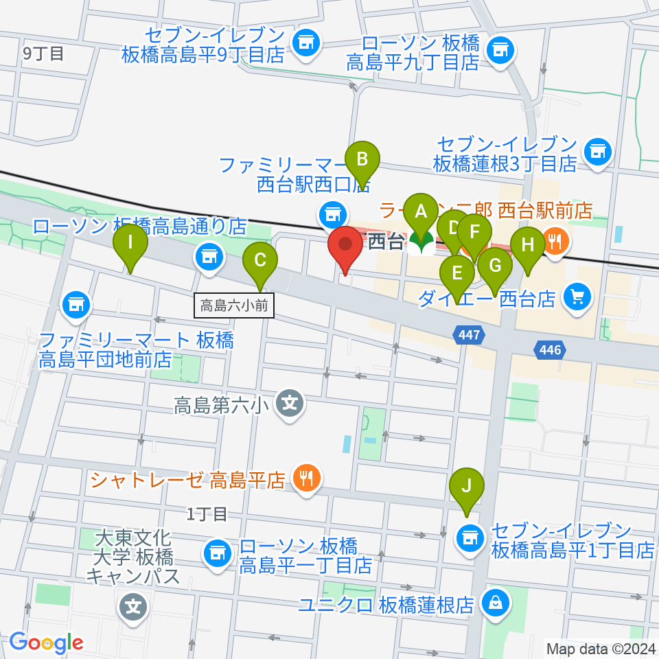 音教学院周辺のカフェ一覧地図