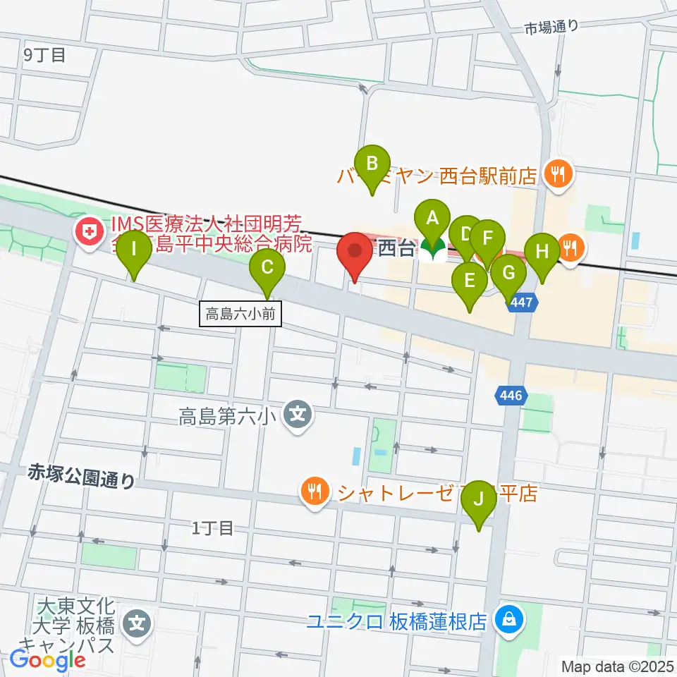 音教学院周辺のカフェ一覧地図