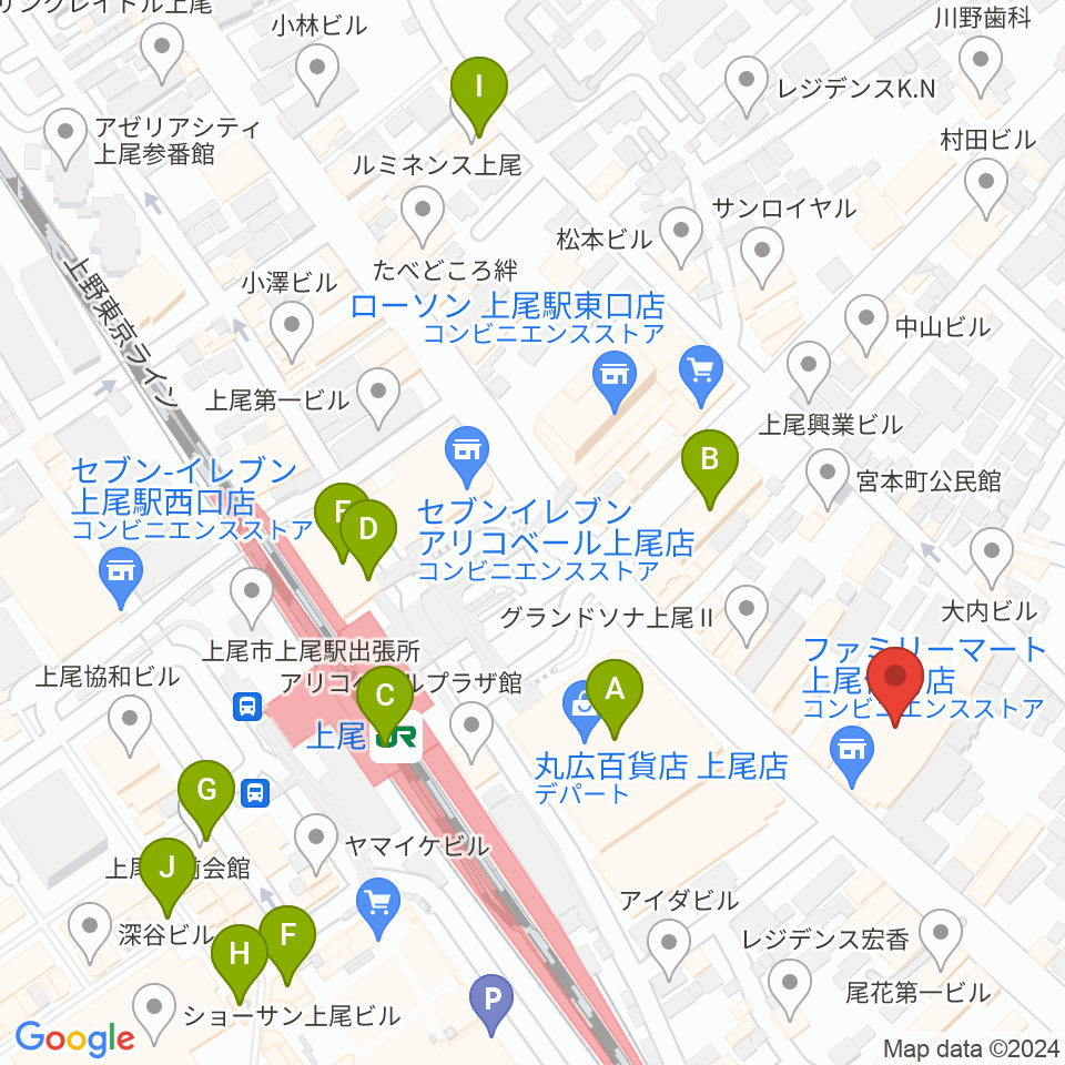 ワイワイミュージックスタジオ周辺のカフェ一覧地図