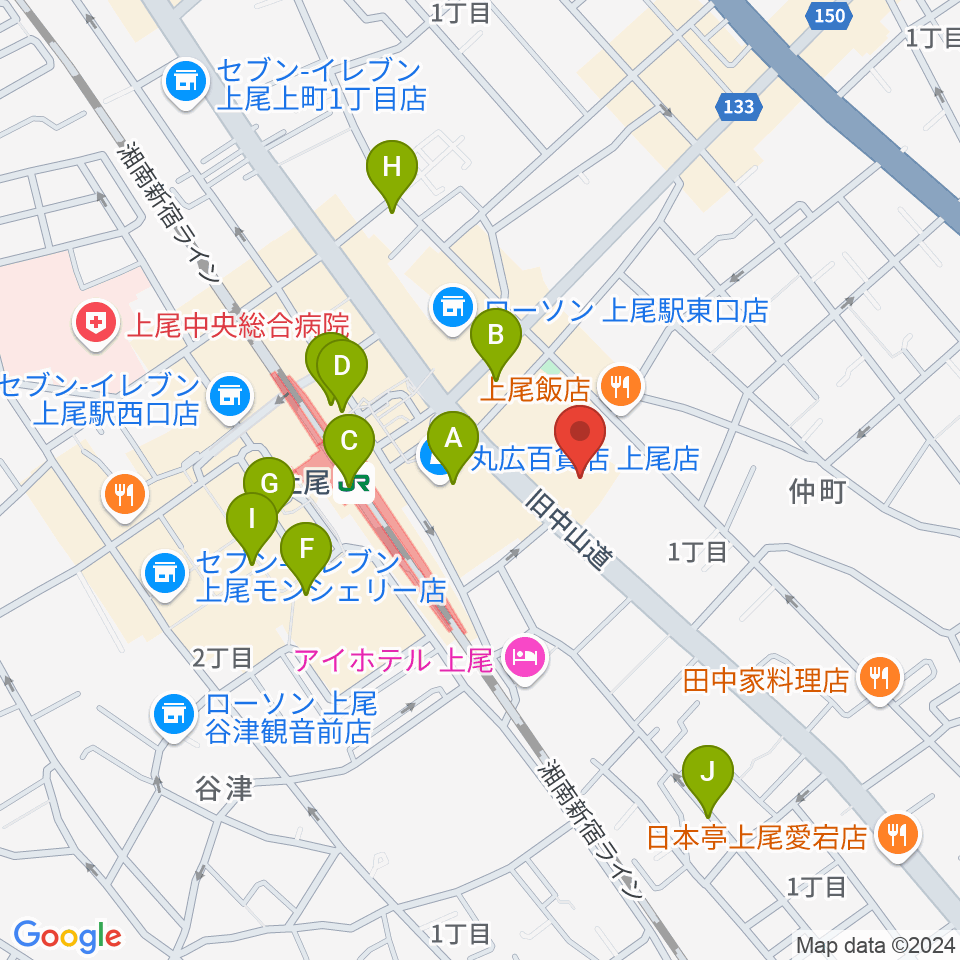 ワイワイミュージックスタジオ周辺のカフェ一覧地図