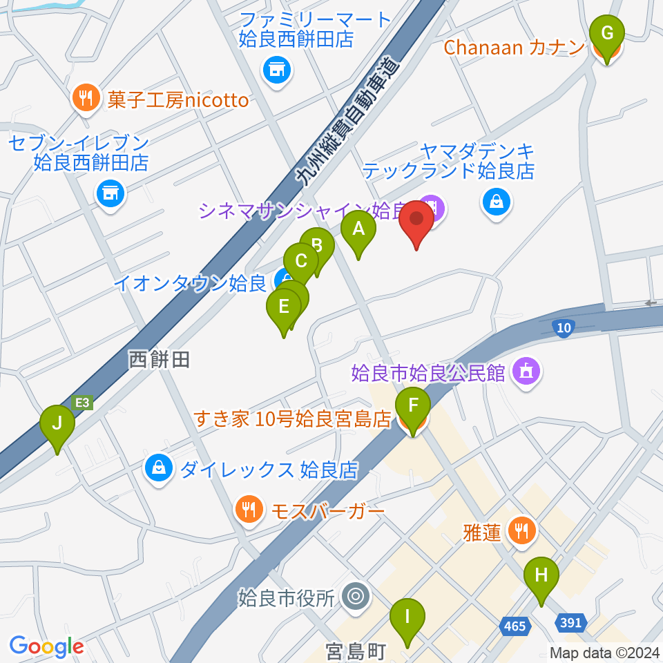 あいらびゅーFM周辺のカフェ一覧地図