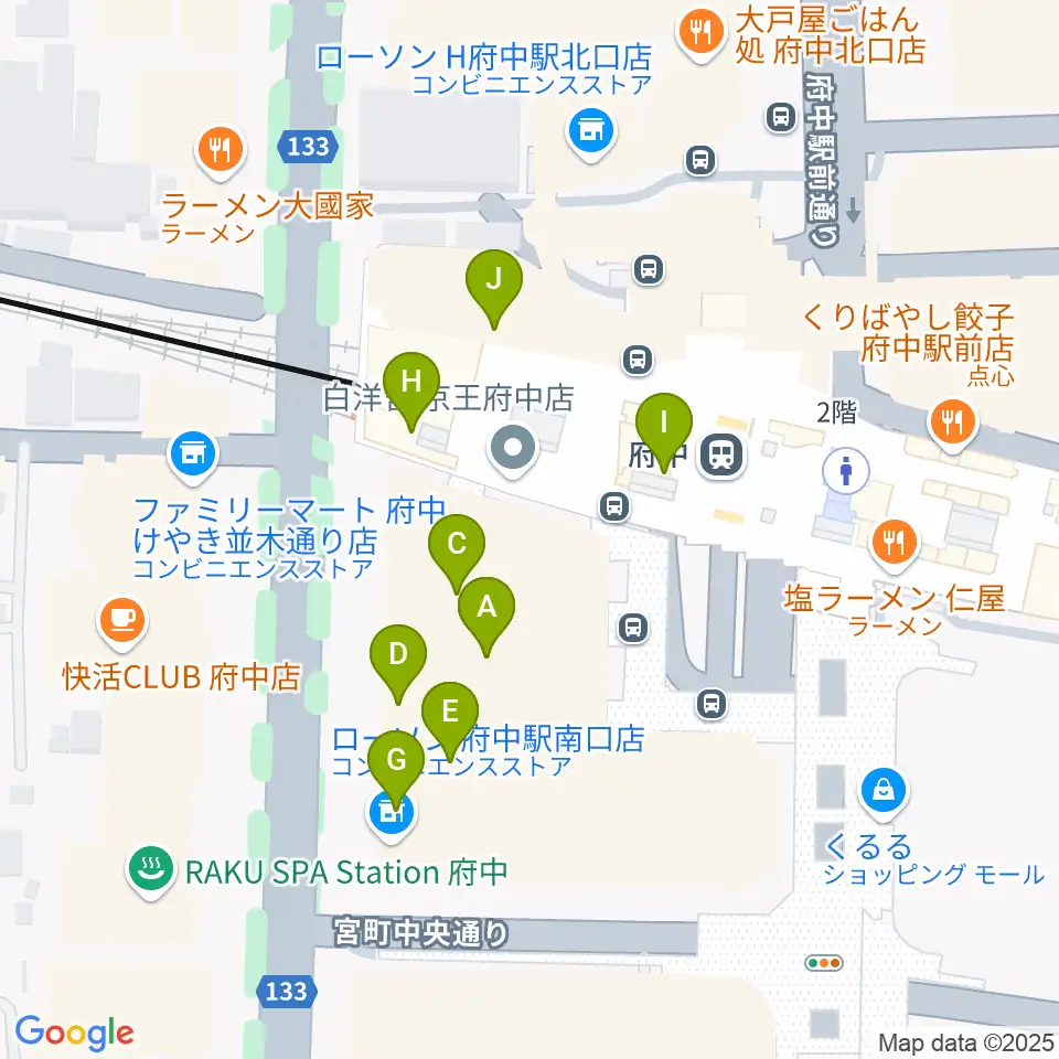 宮地楽器 MUSIC JOY府中周辺のカフェ一覧地図