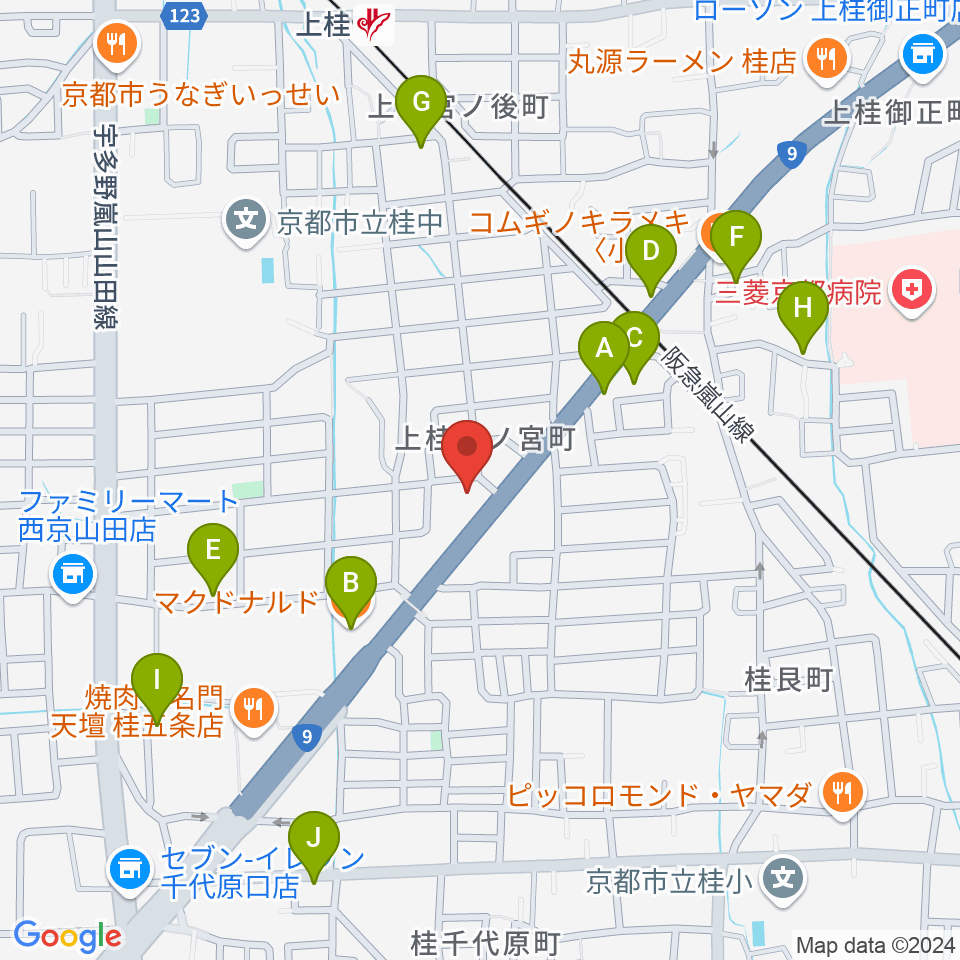 マイミュージック音楽教室周辺のカフェ一覧地図