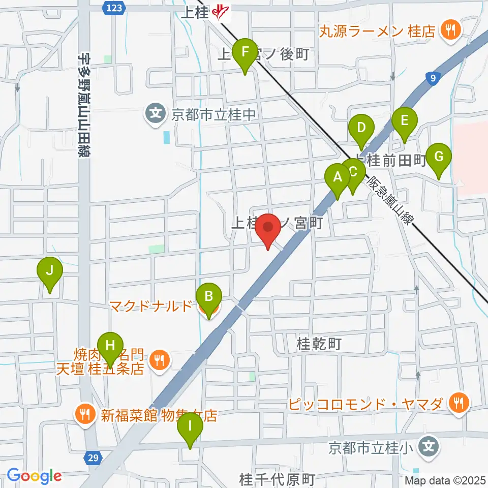 マイミュージック音楽教室周辺のカフェ一覧地図