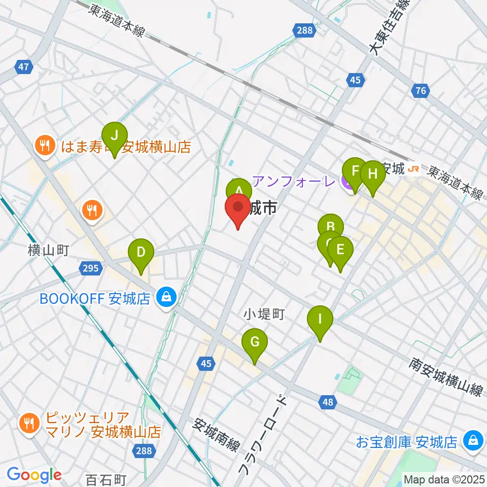 安城市民会館周辺のカフェ一覧地図