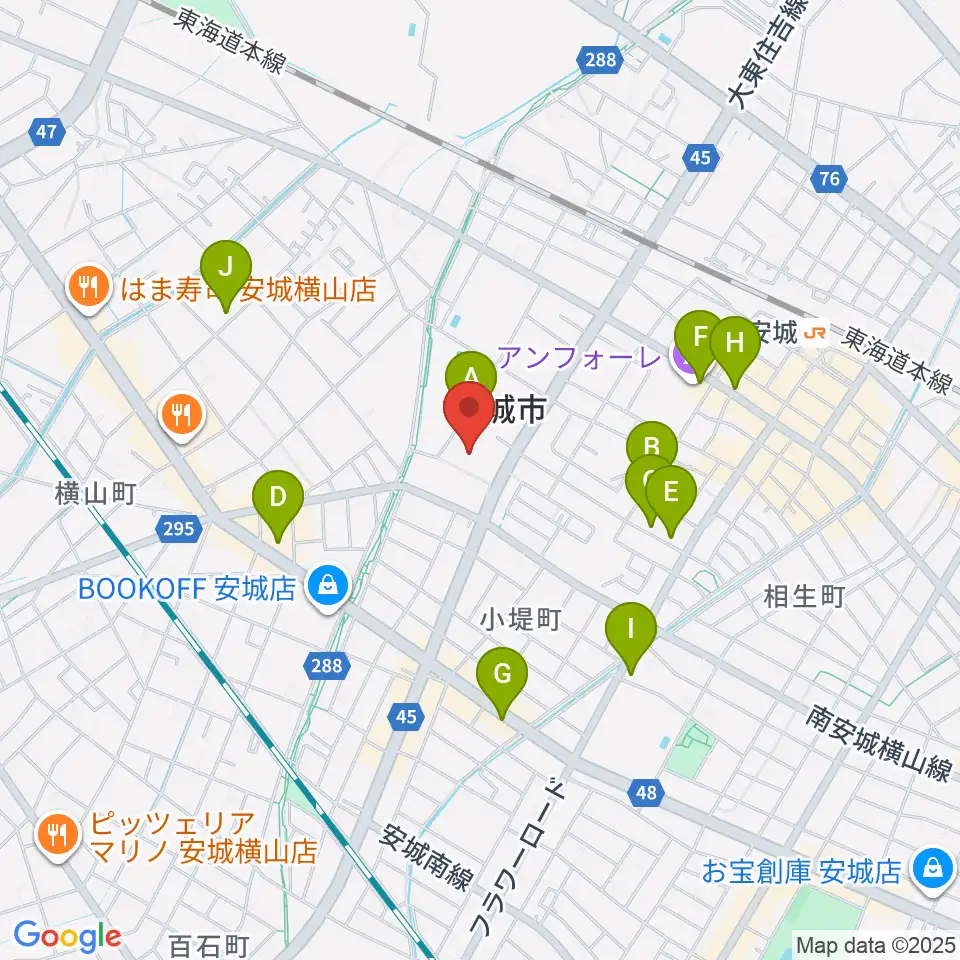安城市民会館周辺のカフェ一覧地図