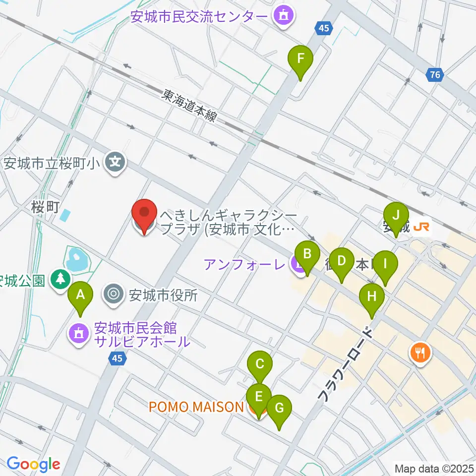 へきしんギャラクシープラザ周辺のカフェ一覧地図