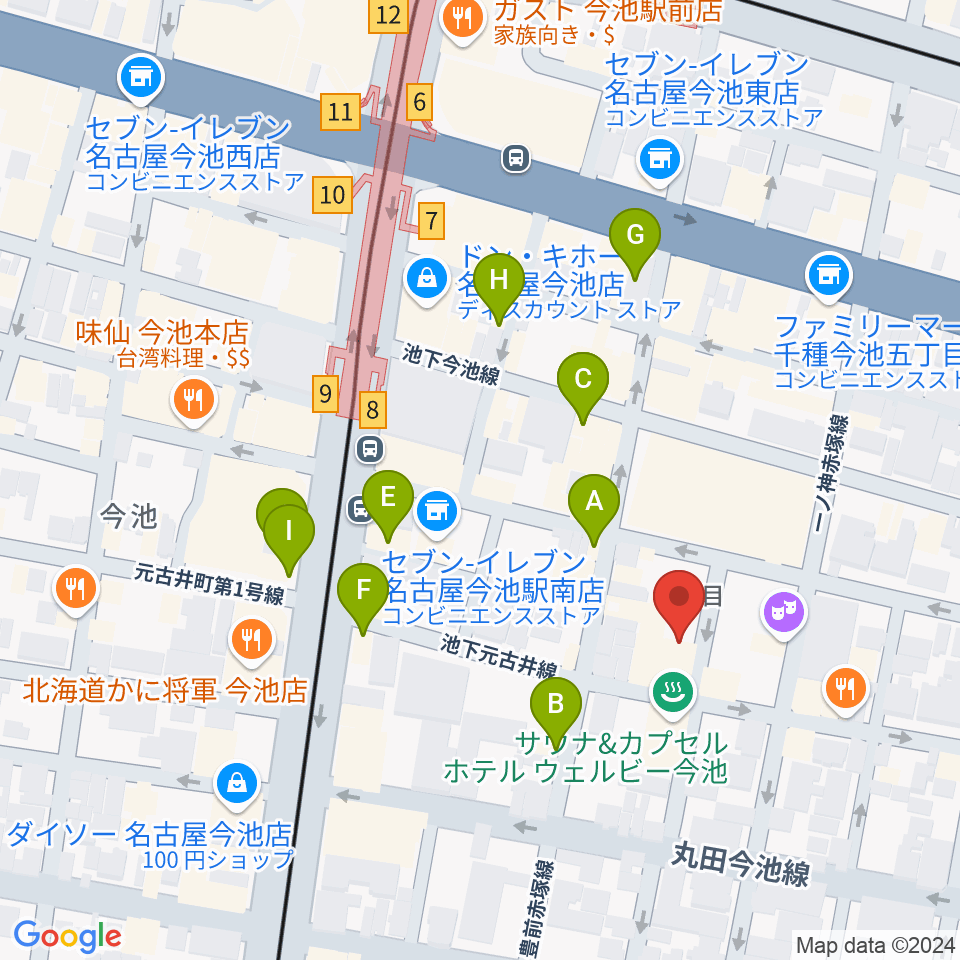 今池イマーゴ周辺のカフェ一覧地図