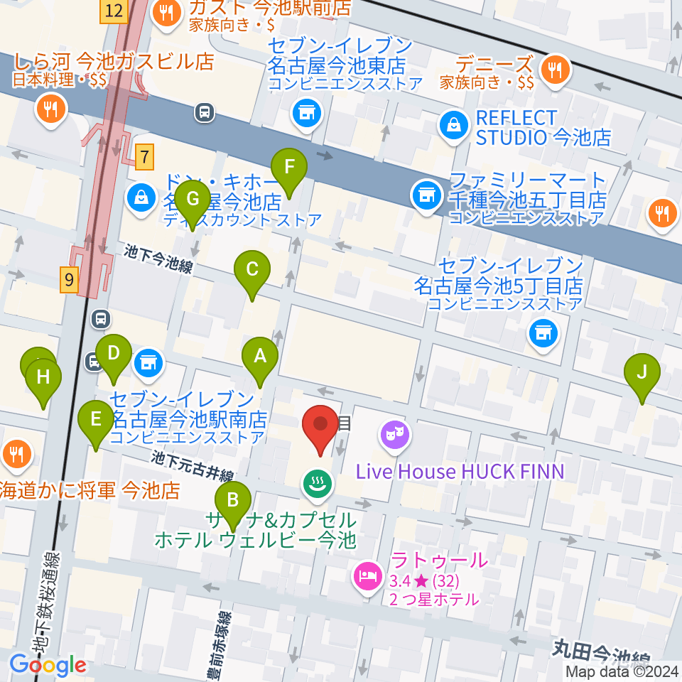 今池イマーゴ周辺のカフェ一覧地図