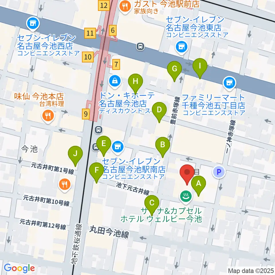 今池イマーゴ周辺のカフェ一覧地図