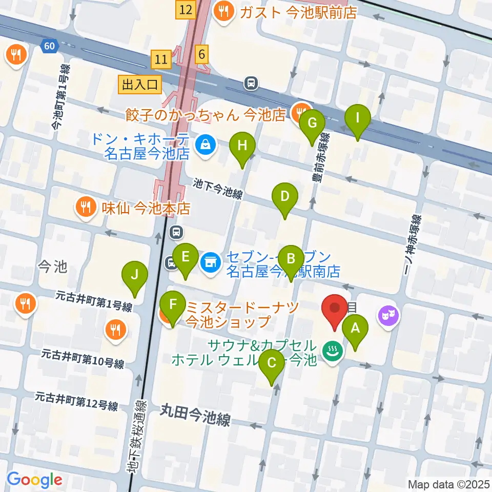今池イマーゴ周辺のカフェ一覧地図
