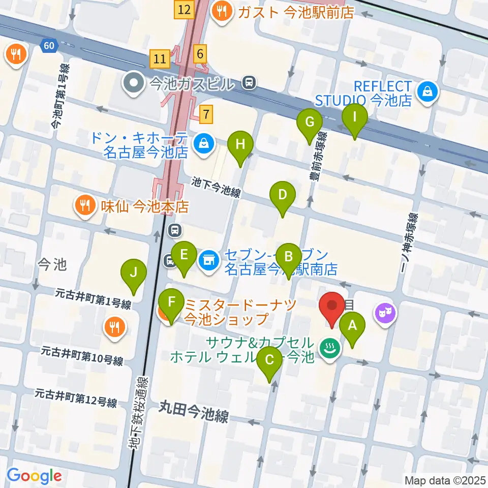 今池イマーゴ周辺のカフェ一覧地図