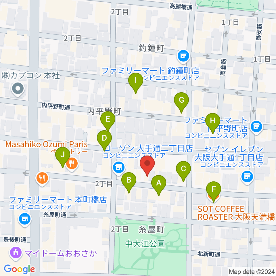 ラ カンパネラ周辺のカフェ一覧地図