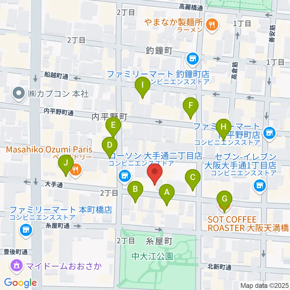 ラ カンパネラ周辺のカフェ一覧地図