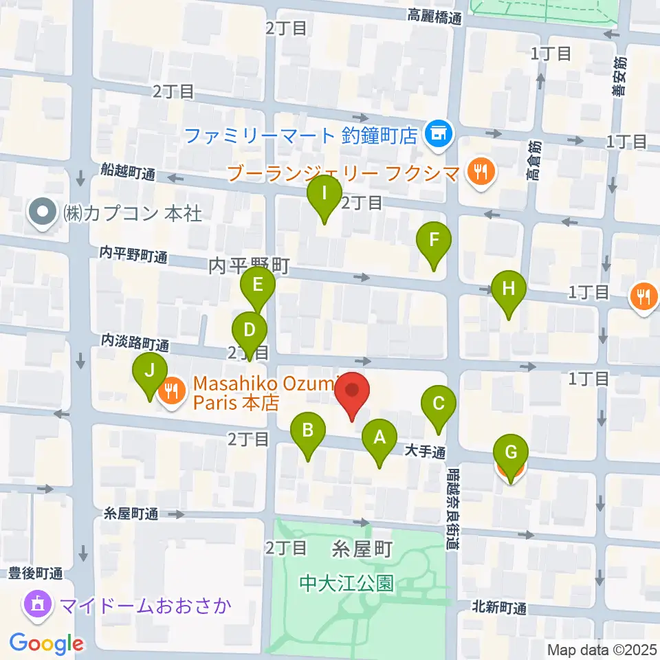 ラ カンパネラ周辺のカフェ一覧地図