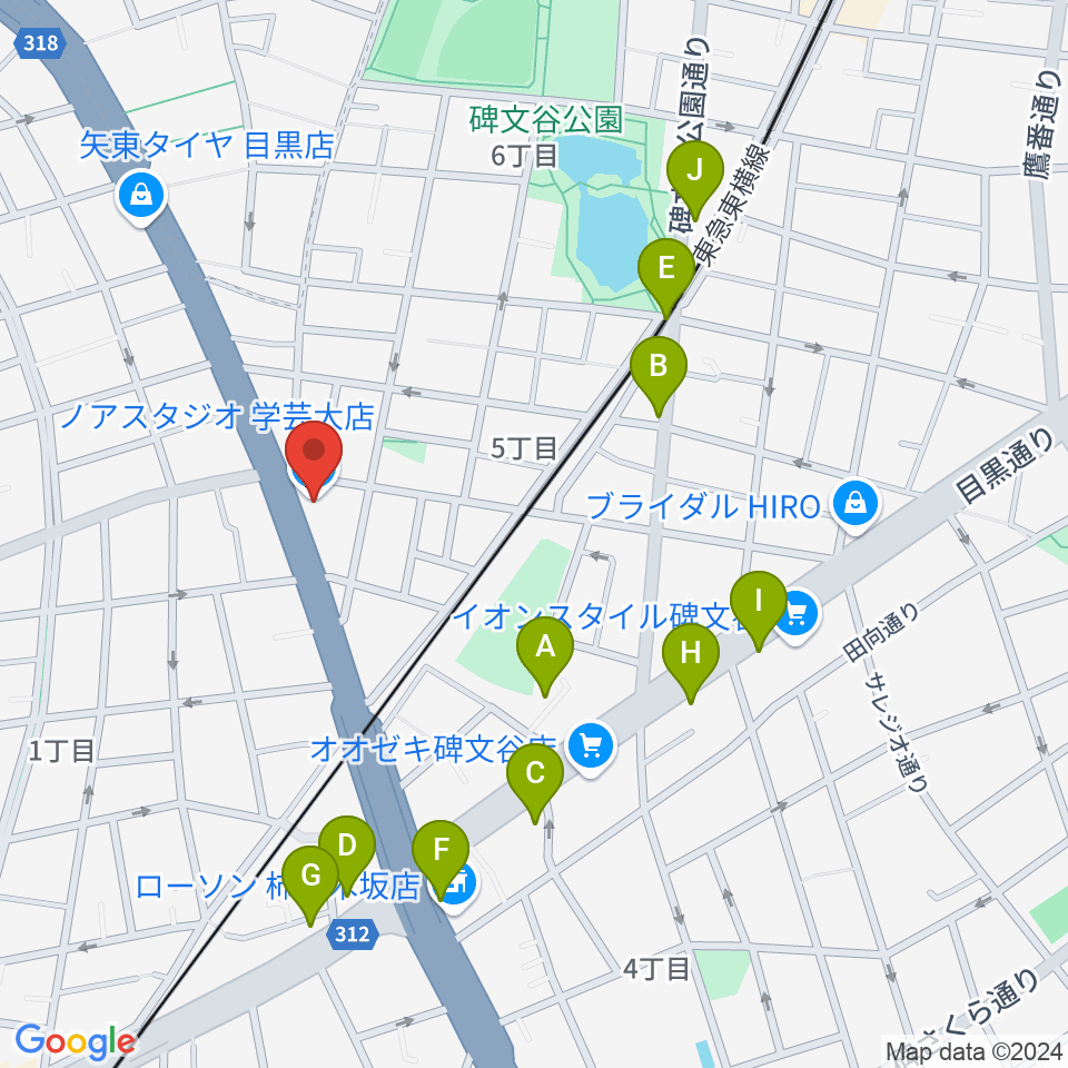 サウンドスタジオノア 学芸大店周辺のカフェ一覧地図