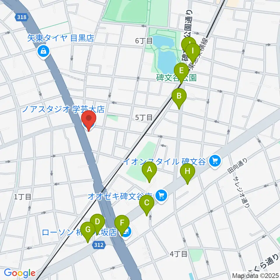 サウンドスタジオノア 学芸大店周辺のカフェ一覧地図