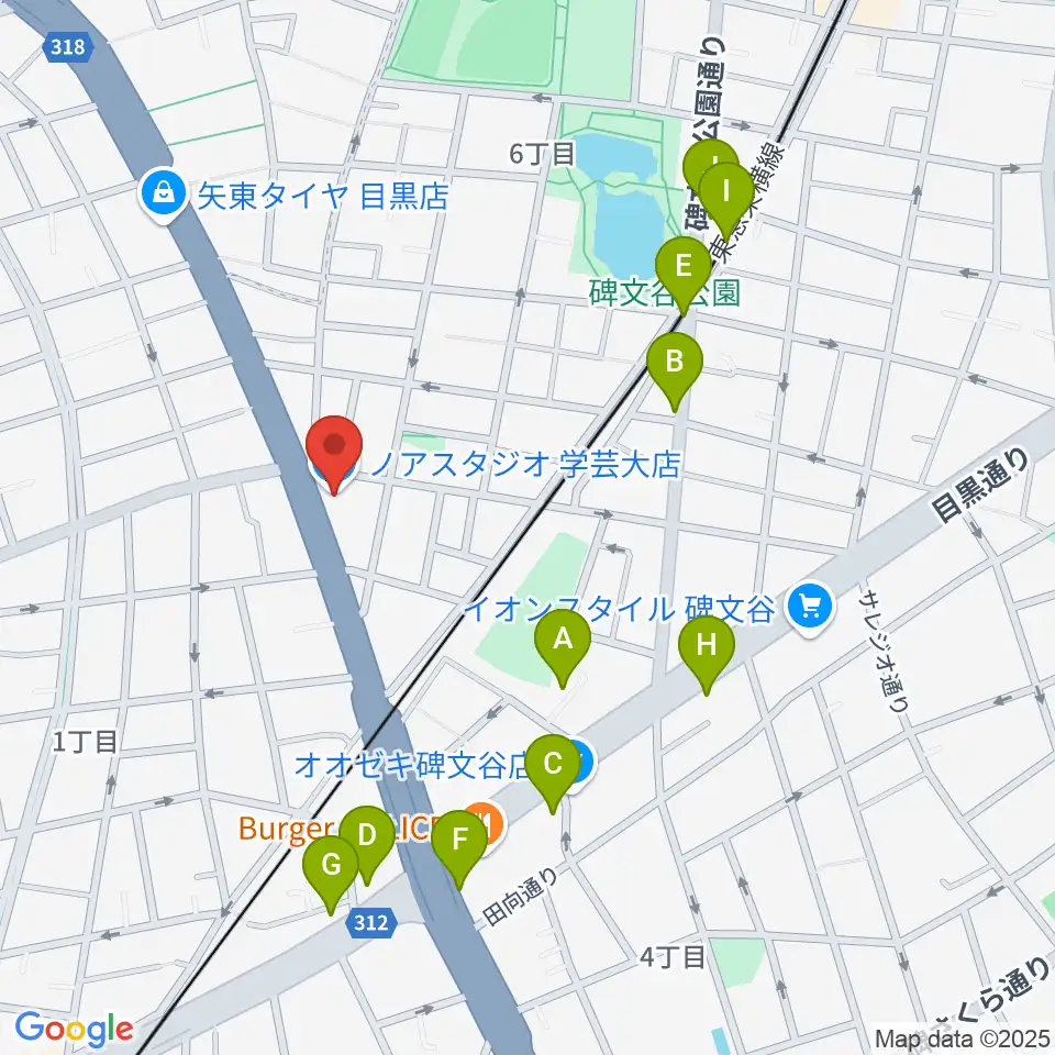 サウンドスタジオノア 学芸大店周辺のカフェ一覧地図