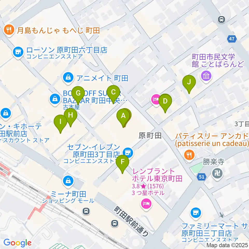 ディスクユニオン町田店周辺のカフェ一覧地図