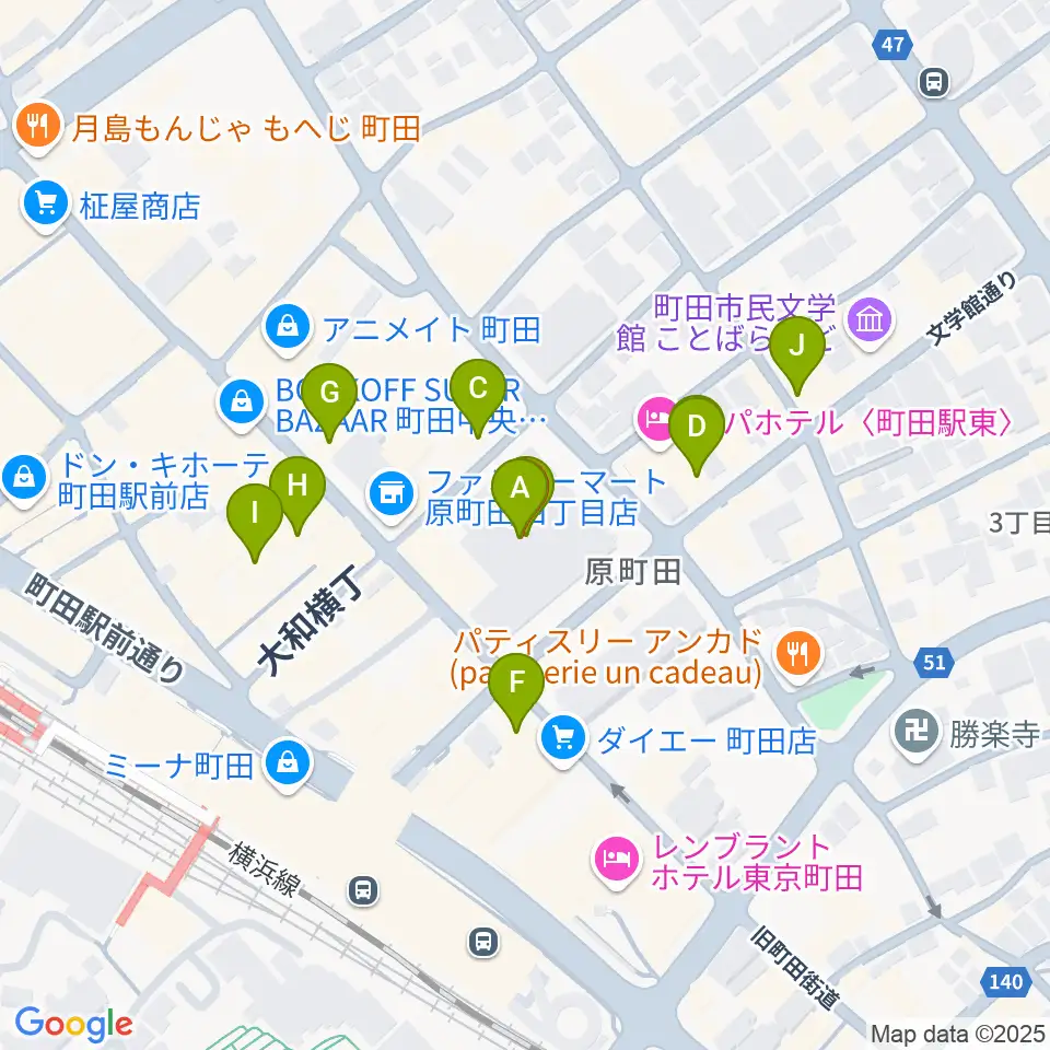 ディスクユニオン町田店周辺のカフェ一覧地図
