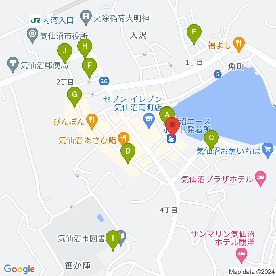 ラヂオ気仙沼 ぎょっとエフエム周辺のカフェ一覧地図