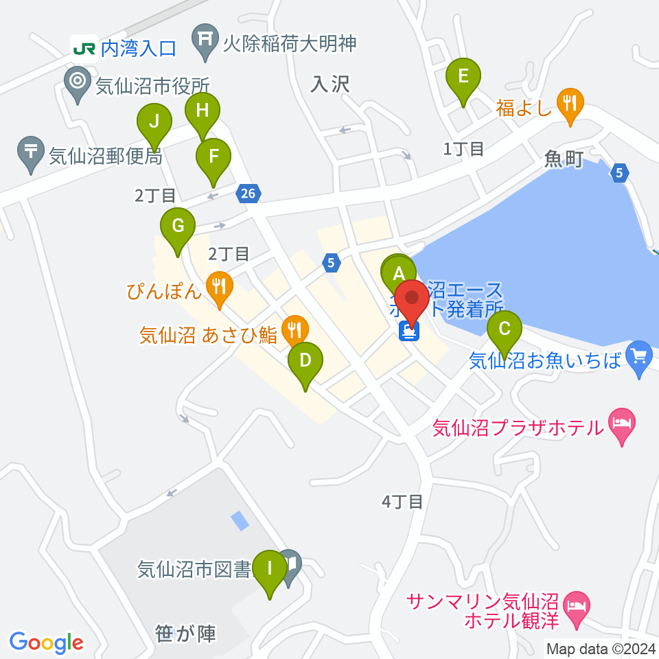 ラヂオ気仙沼 ぎょっとエフエム周辺のカフェ一覧地図