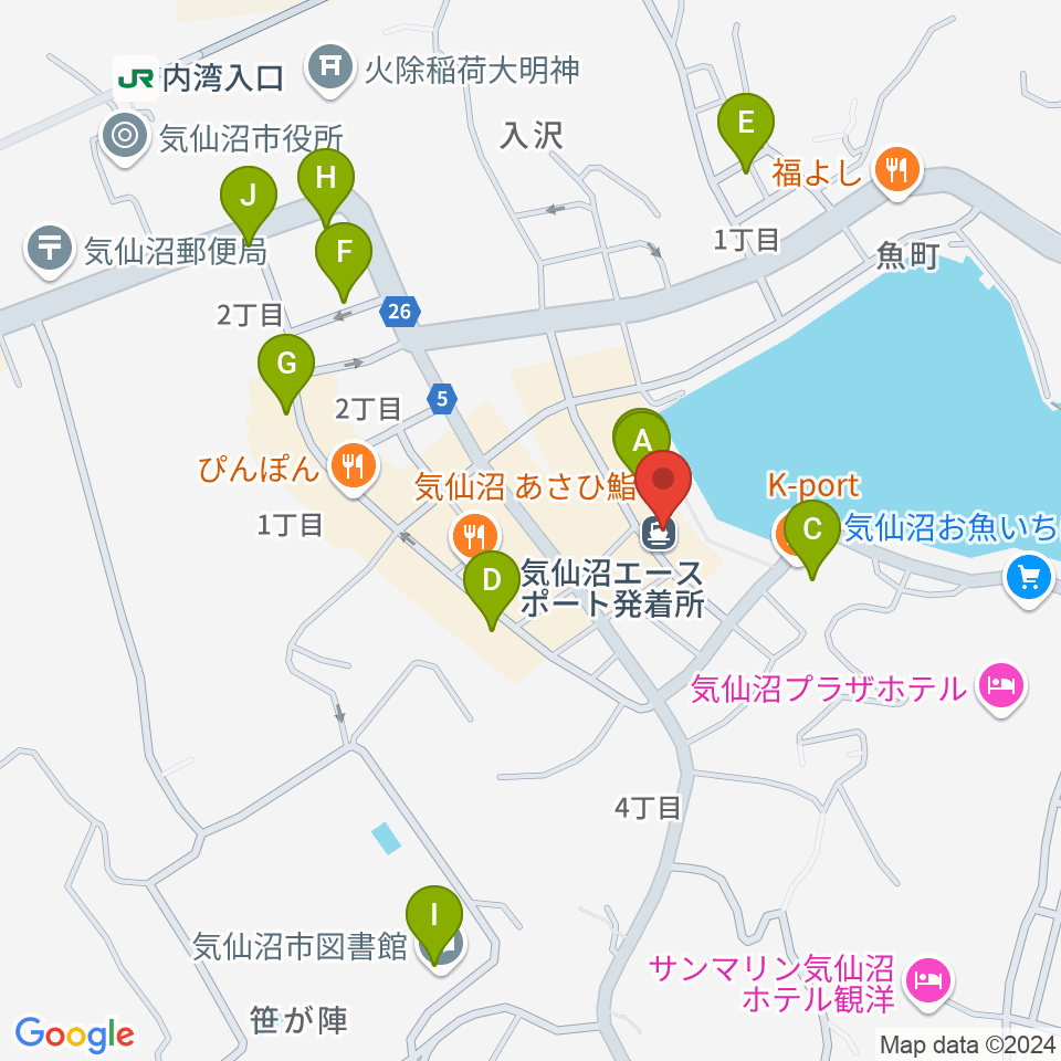 ラヂオ気仙沼 ぎょっとエフエム周辺のカフェ一覧地図