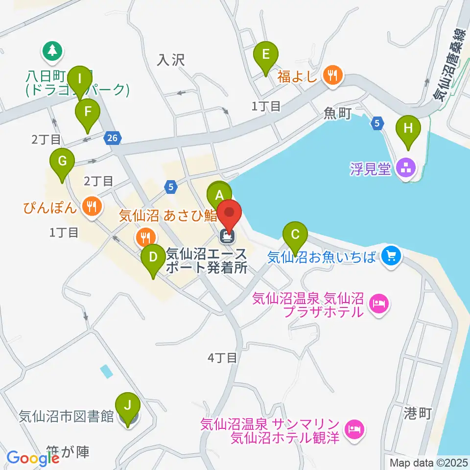 ラヂオ気仙沼 ぎょっとエフエム周辺のカフェ一覧地図