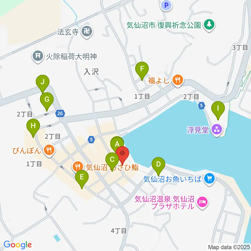 ラヂオ気仙沼 ぎょっとエフエム周辺のカフェ一覧地図