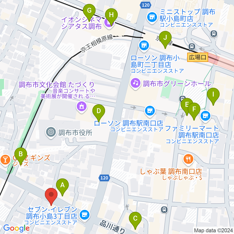 調布ヴァイオリン周辺のカフェ一覧地図