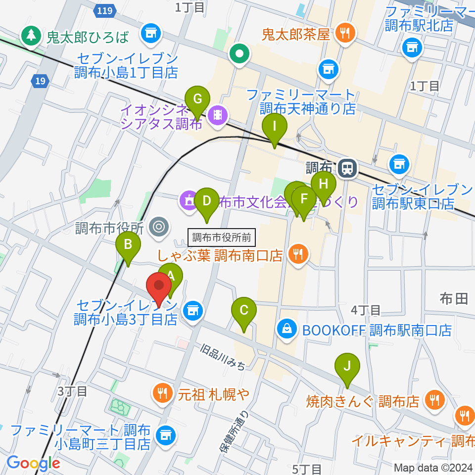 調布ヴァイオリン周辺のカフェ一覧地図