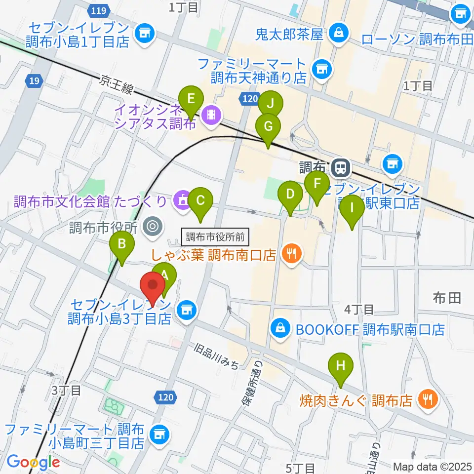 調布ヴァイオリン周辺のカフェ一覧地図