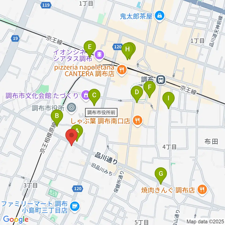 調布ヴァイオリン周辺のカフェ一覧地図