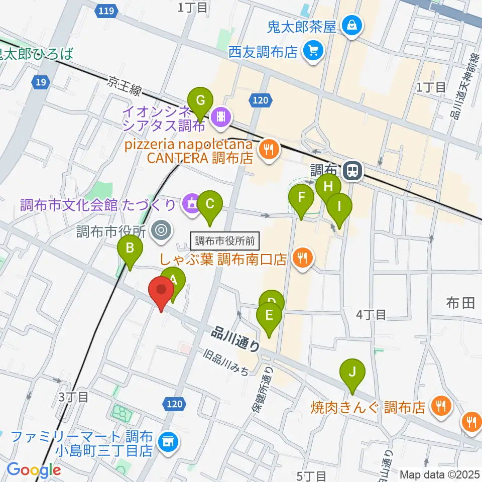 調布ヴァイオリン周辺のカフェ一覧地図