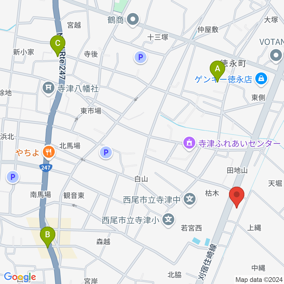 Tzミュージックスクール周辺のカフェ一覧地図