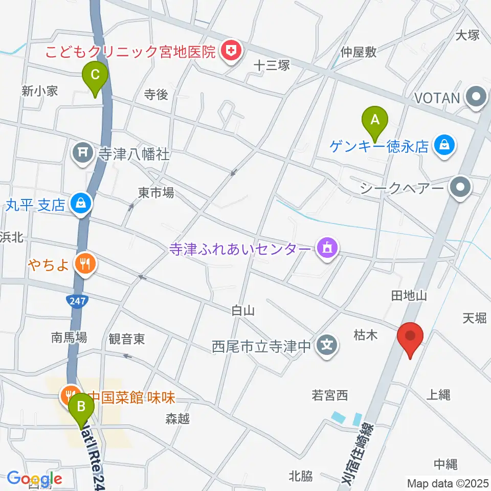 Tzミュージックスクール周辺のカフェ一覧地図