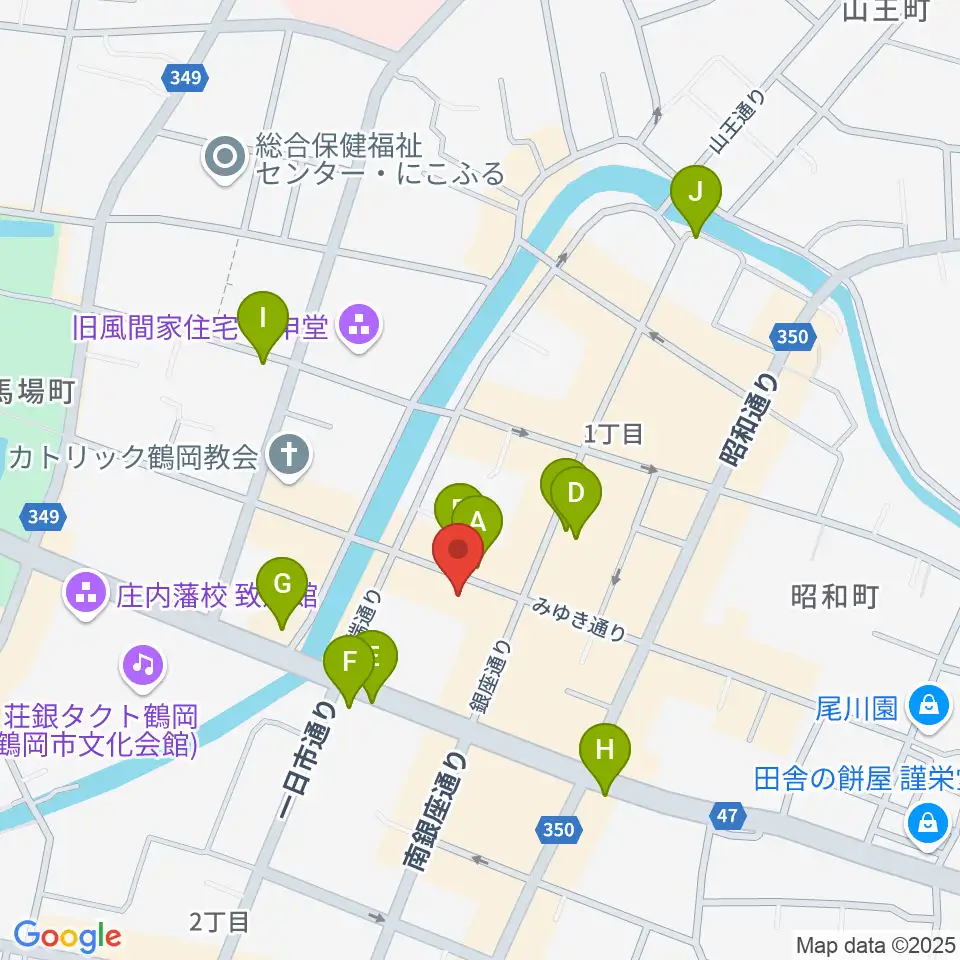 荘銀本店ホール周辺のカフェ一覧地図