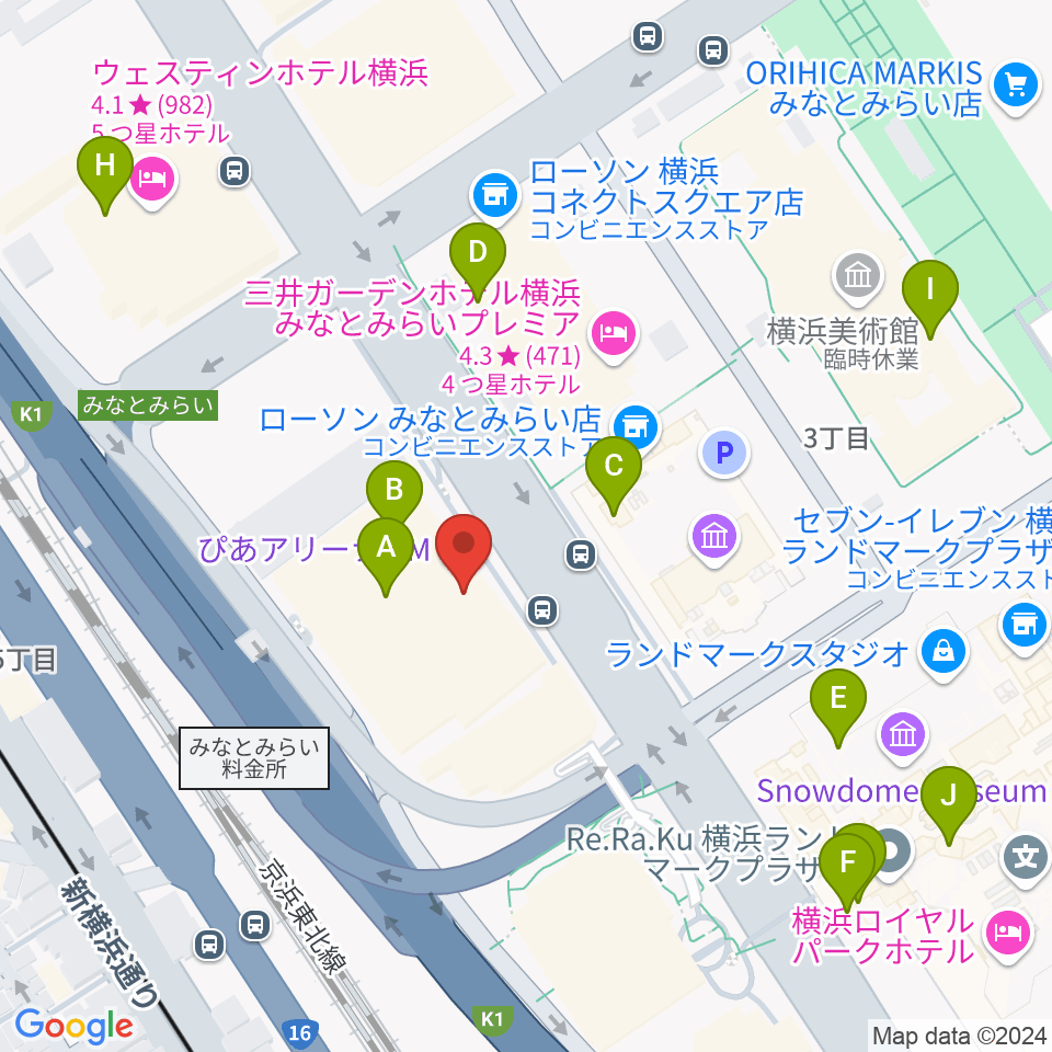 ぴあアリーナMM周辺のカフェ一覧地図