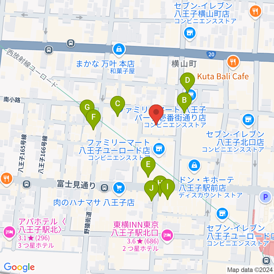 八王子ブッチャー周辺のカフェ一覧地図