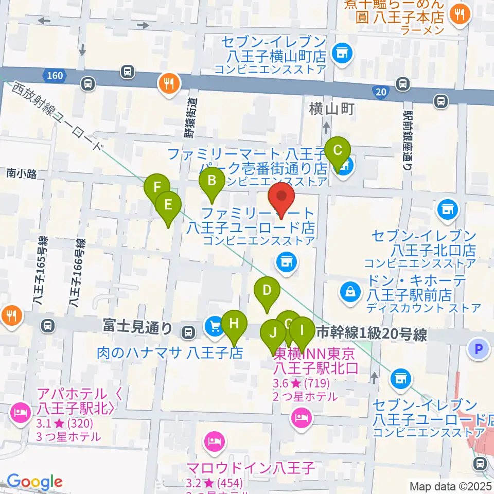 八王子ブッチャー周辺のカフェ一覧地図