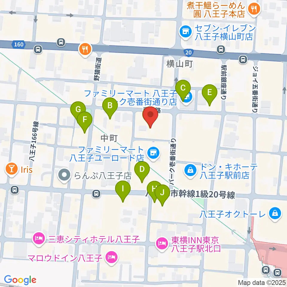 八王子ブッチャー周辺のカフェ一覧地図