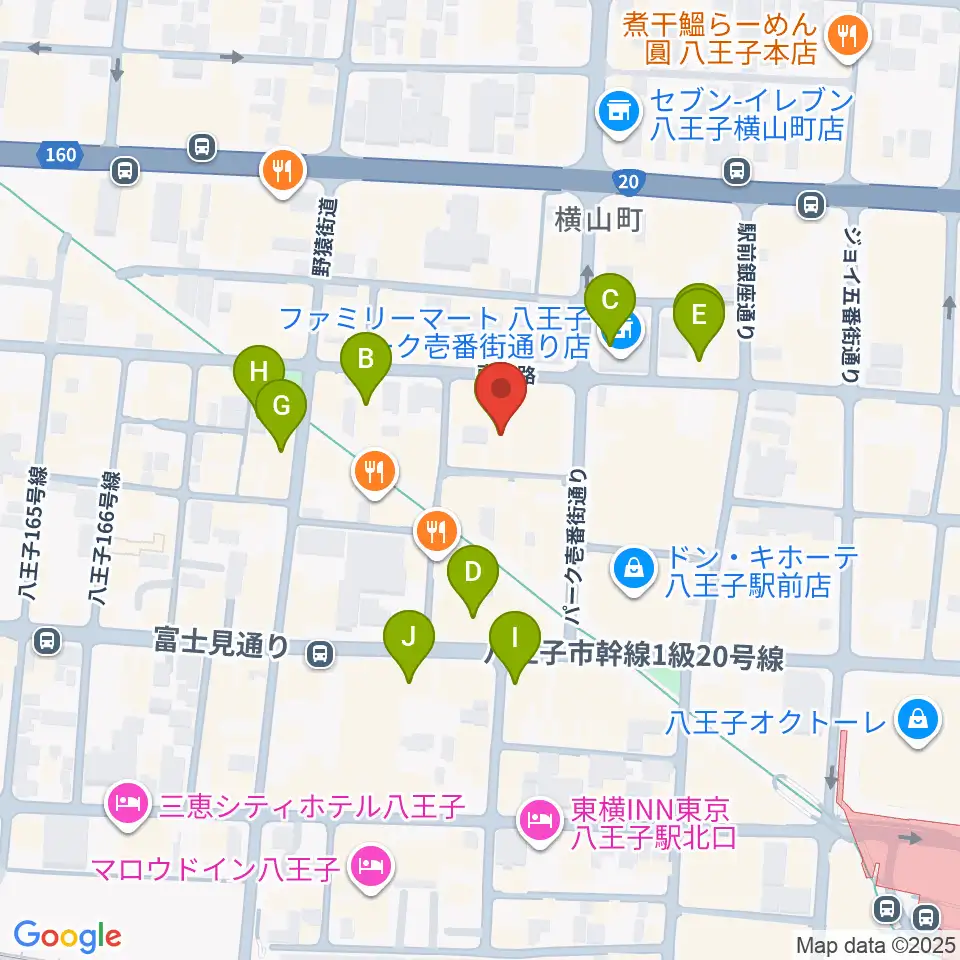 八王子ブッチャー周辺のカフェ一覧地図