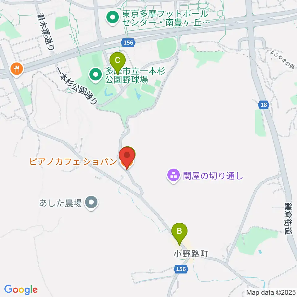 町田ピアノカフェショパン周辺のカフェ一覧地図