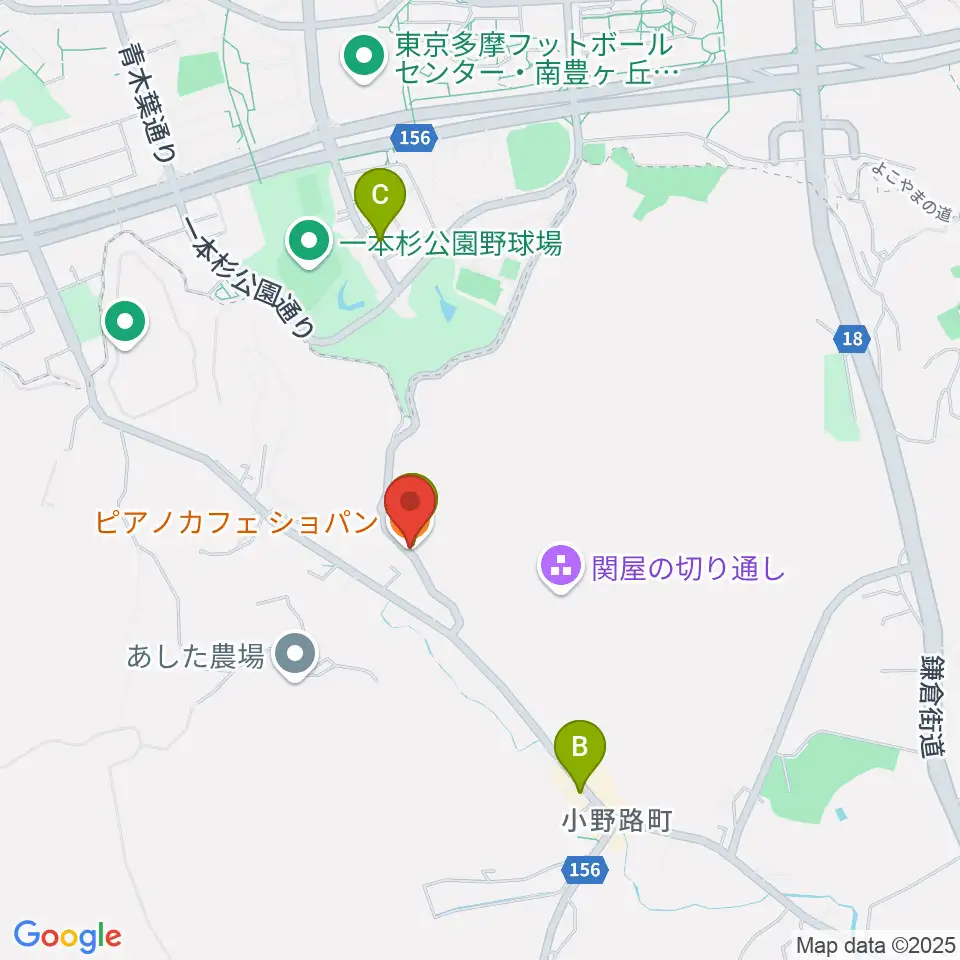 町田ピアノカフェショパン周辺のカフェ一覧地図