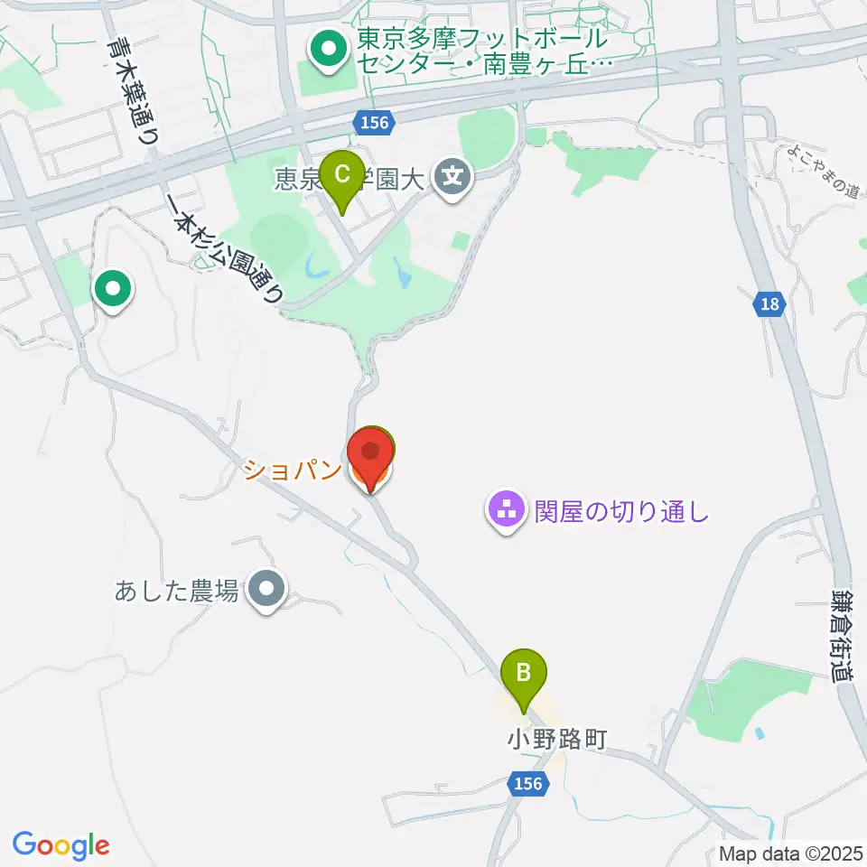 町田ピアノカフェショパン周辺のカフェ一覧地図