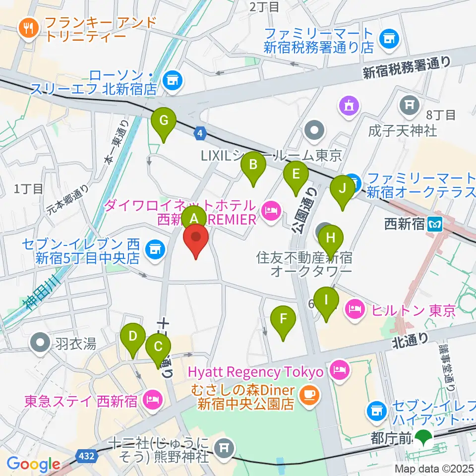 ガルバホール周辺のカフェ一覧地図